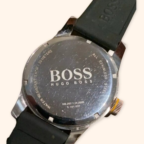 Hugo Boss Men’s Watch | Black Silicone Band | Orange Sport Dial | Box Included - Picture 2 of 3
